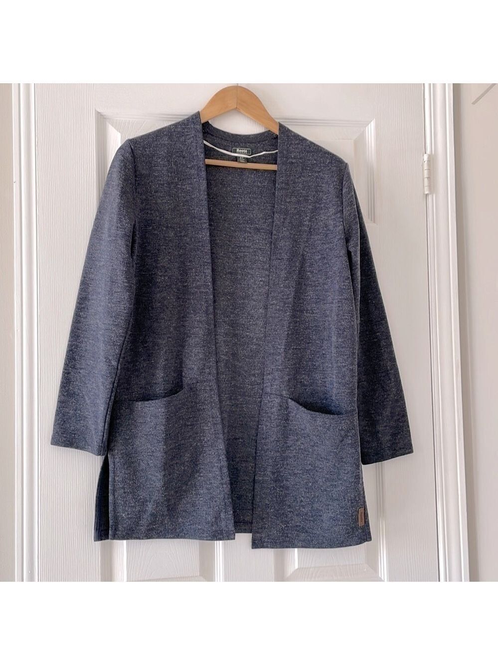 Roots Heavyweight Open Front Heathered Blue Cardigan Size Small